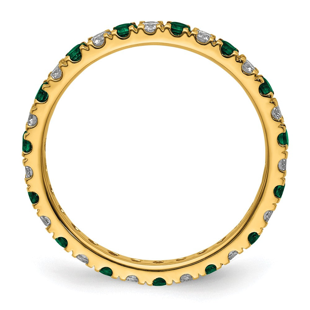 Shop Stylish 14K Gold Eternity Band with 3/8 Carat Lab-Grown Diamond & Emerald