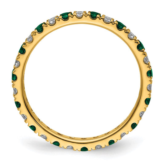 Shop Stylish 14K Gold Eternity Band with 3/8 Carat Lab-Grown Diamond & Emerald