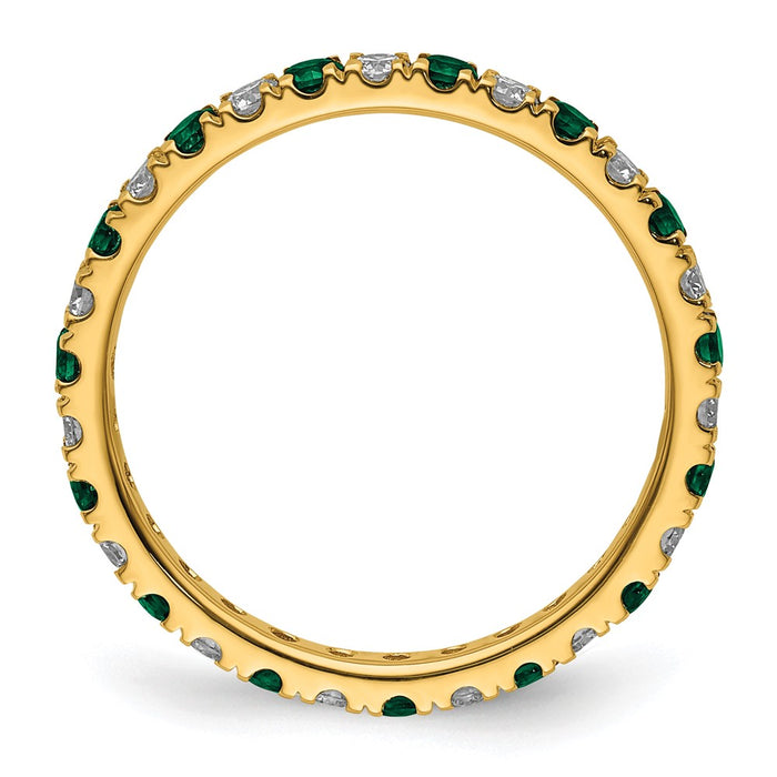 Shop Stylish 14K Gold Eternity Band with 3/8 Carat Lab-Grown Diamond & Emerald-2
