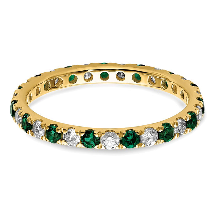 Exclusive 14K Gold Eternity Band with 3/8 Carat Diamond & Emerald - Stylish Value!-3