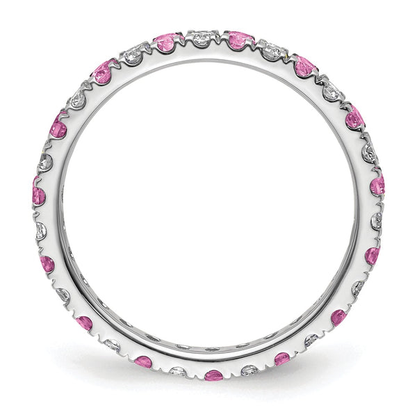 14K White Gold Eternity Band with 1/2 Carat Diamond & Sapphires