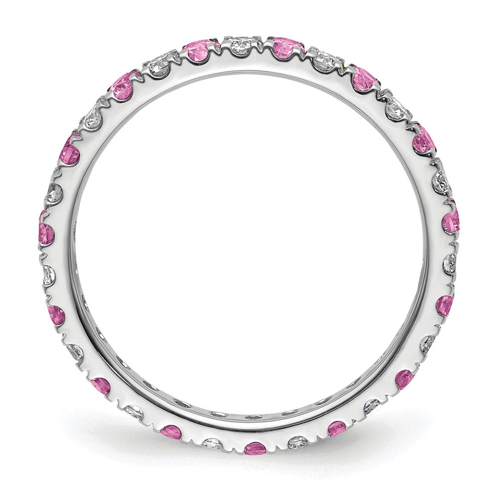 Buy Stylish 14K White Gold 1/2 Carat Lab-Grown Diamond & Pink Sapphire Eternity Band, Size 6