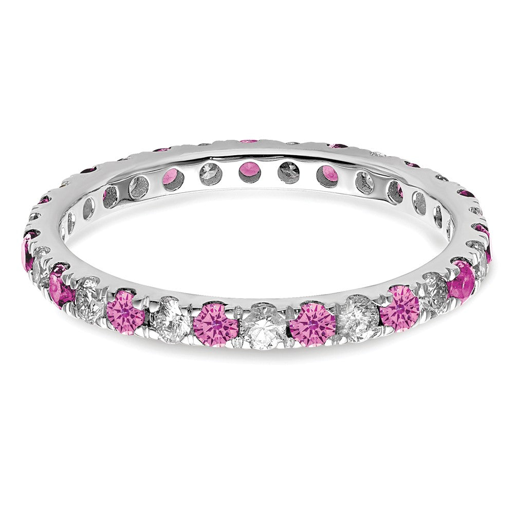 Buy Stylish 14K White Gold 1/2 Carat Lab-Grown Diamond & Pink Sapphire Eternity Band, Size 6