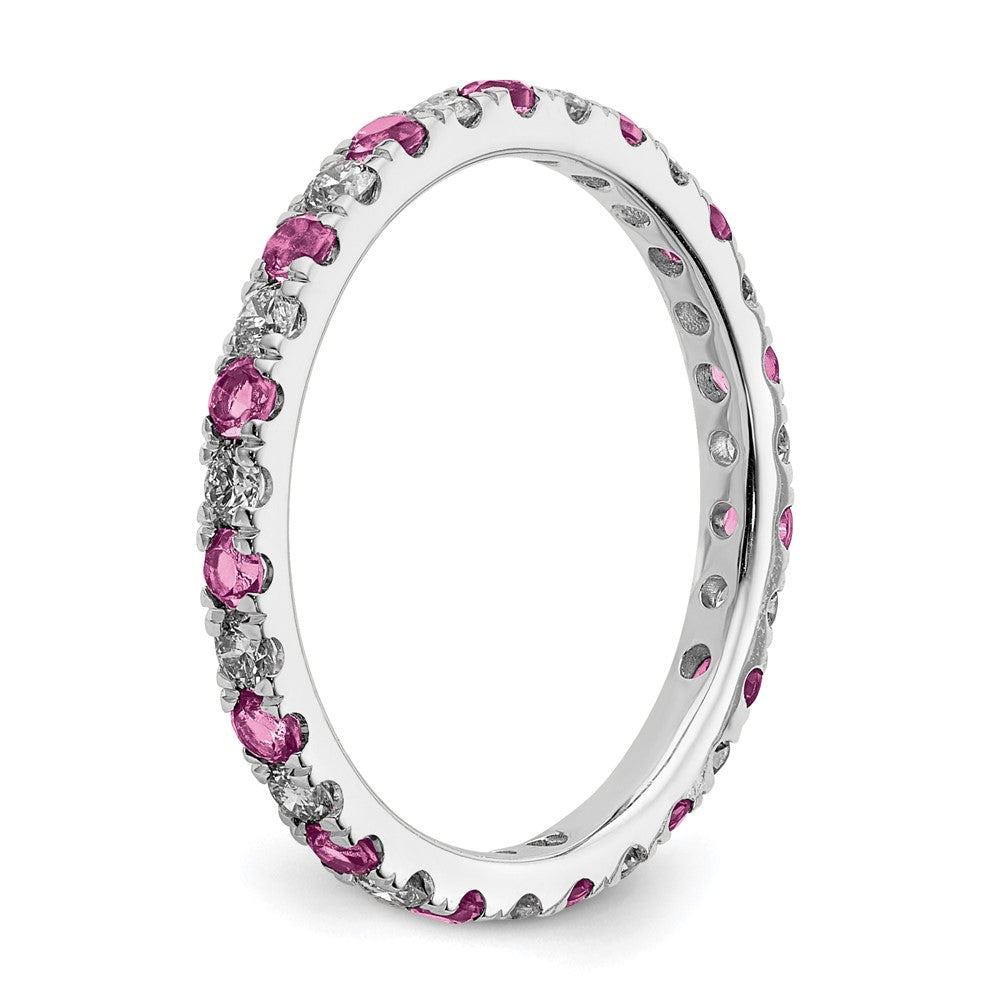 Buy Stylish 14K White Gold 1/2 Carat Lab-Grown Diamond & Pink Sapphire Eternity Band, Size 6