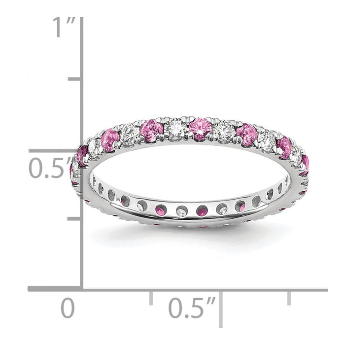 Shop High-Quality 14K White Gold Eternity Band with 1/2 Carat Diamond & Sapphires-5
