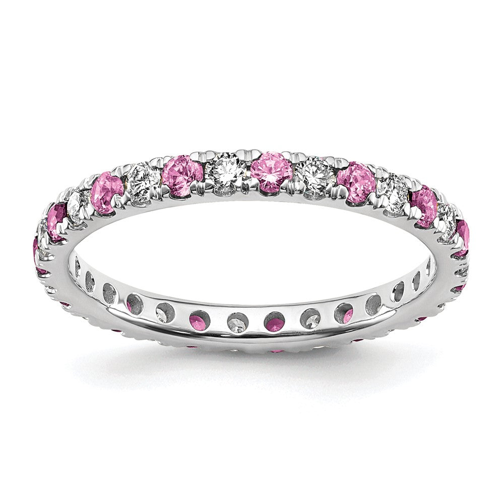 Buy Stylish 14K White Gold 1/2 Carat Lab-Grown Diamond & Pink Sapphire Eternity Band, Size 6