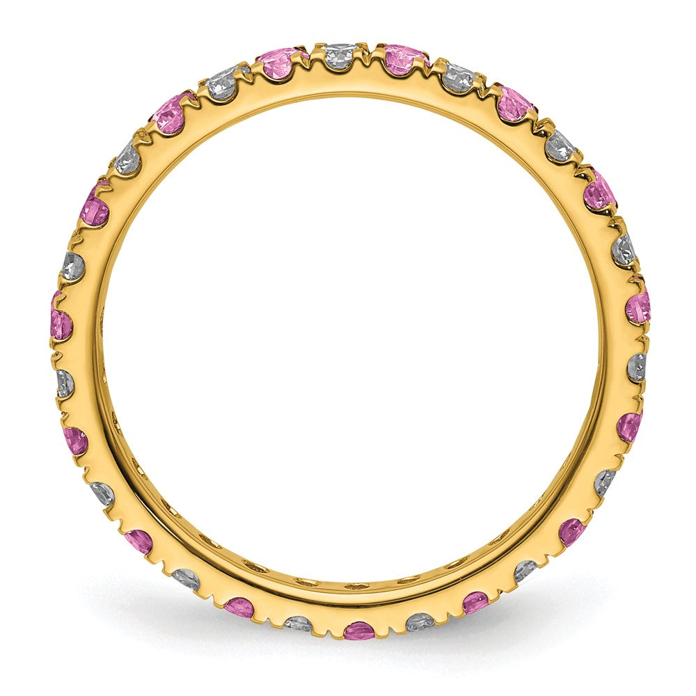 Exclusive 14K Gold 3/8 Carat Lab-Grown Diamond Eternity Band with Pink Sapphires - Stylish Value!