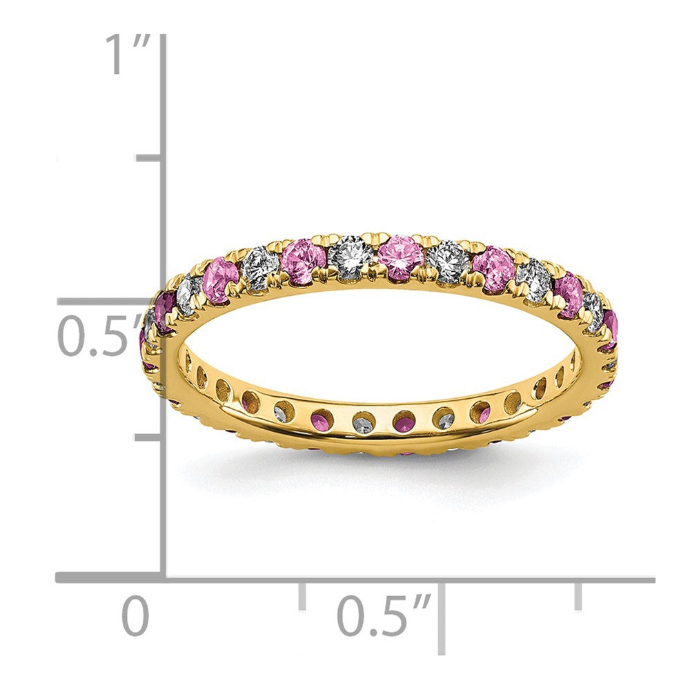 Buy Exclusive 14K Gold Eternity Band | 3/8 Carat Lab-Grown Diamond & Pink Sapphires
