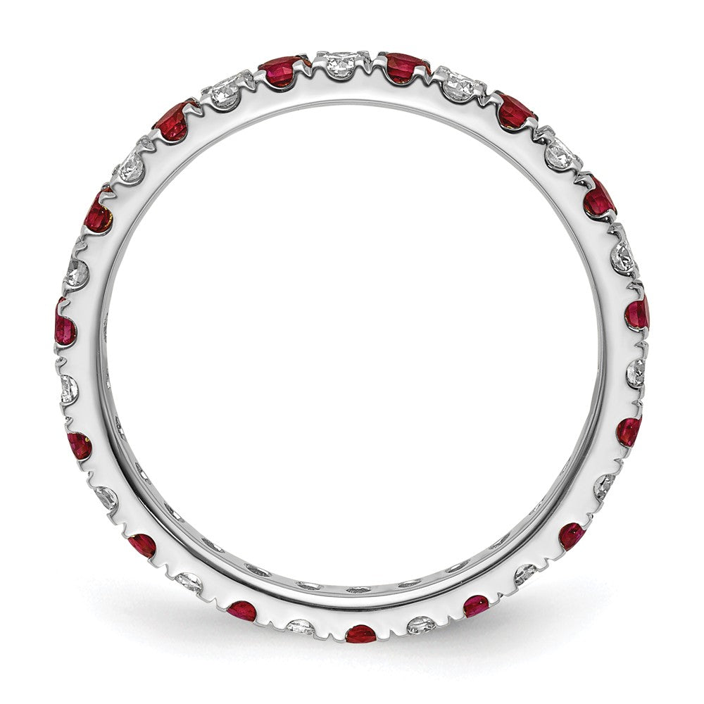 Shop Exclusive 14K White Gold Eternity Band with 3/8 Carat Lab Diamonds & Ruby - Stylish Value!