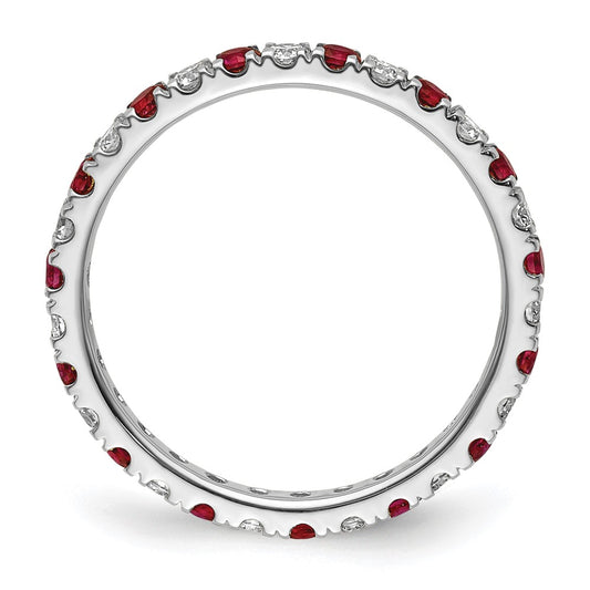 Shop Exclusive 14K White Gold Eternity Band with 3/8 Carat Lab Diamonds & Ruby - Stylish Value!