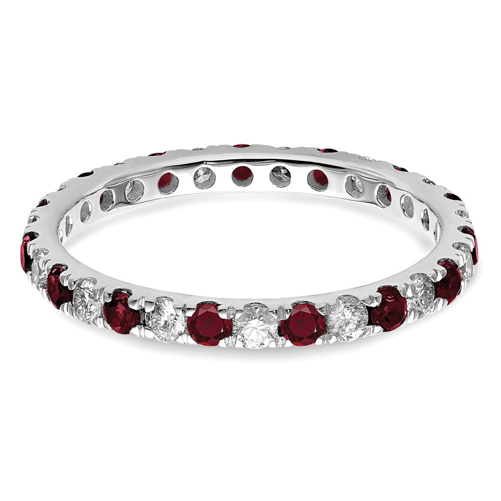 Shop Exclusive 14K White Gold Eternity Band with 3/8 Carat Lab Diamonds & Ruby - Stylish Value!