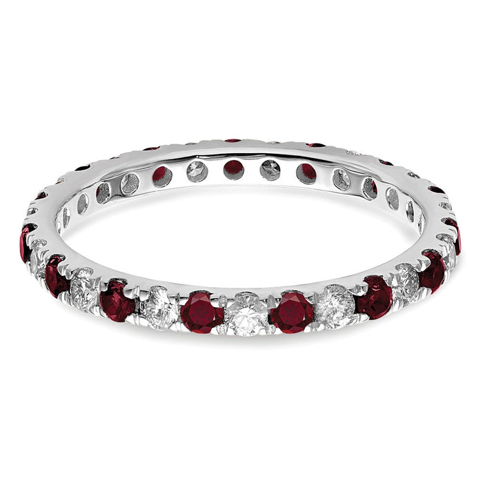 Shop Exclusive 14K White Gold Eternity Band with 3/8 Carat Lab Diamonds & Ruby - Stylish Value!-4