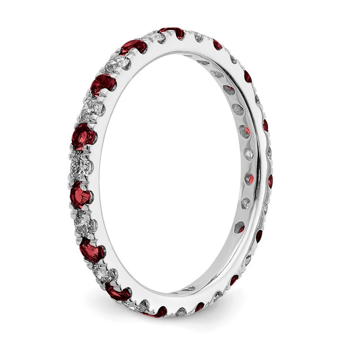 Shop Exclusive 14K White Gold Eternity Band with 1/2 Carat Diamond & Ruby - Stylish Size 8.5-5