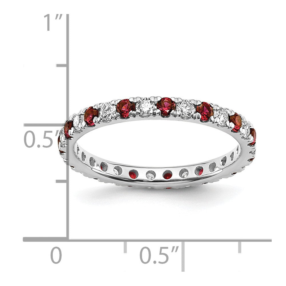 Shop Exclusive 14K White Gold Eternity Band with 1/2 Carat Diamond & Ruby - Stylish Size 8.5
