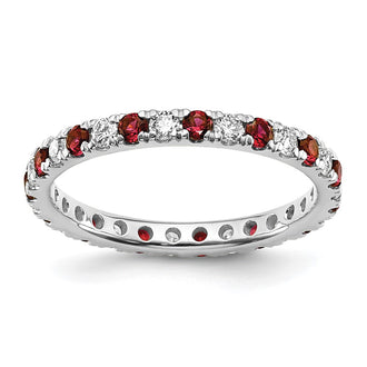 Shop Exclusive 14K White Gold Eternity Band with 3/8 Carat Lab Diamonds & Ruby - Stylish Value!