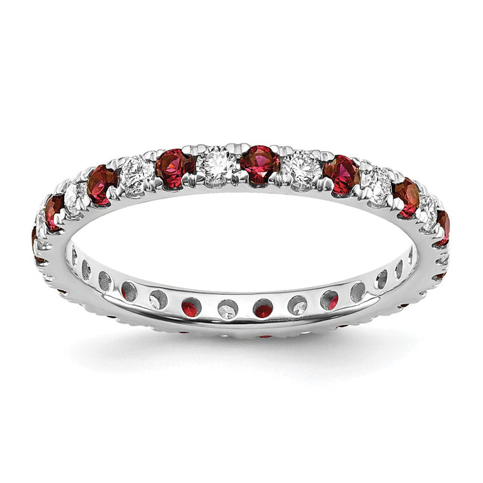 Shop Exclusive 14K White Gold Eternity Band with 3/8 Carat Lab Diamonds & Ruby - Stylish Value!-1