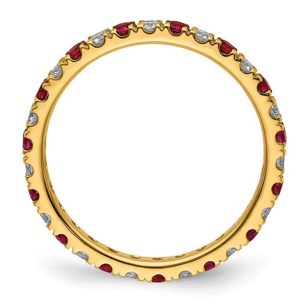 14K Gold Eternity Band with 3/8 Carat Lab Grown Diamonds & Ruby