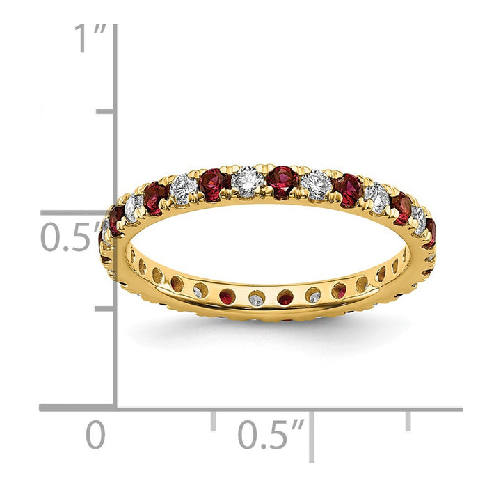 Exclusive 14K Gold Eternity Band with 3/8 Carat Lab Grown Diamond & Ruby - Stylish Value!-6