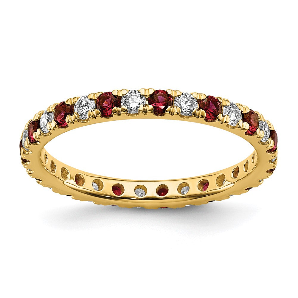 Exclusive 14K Gold Eternity Band with 3/8 Carat Lab Grown Diamond & Ruby - Stylish Value!