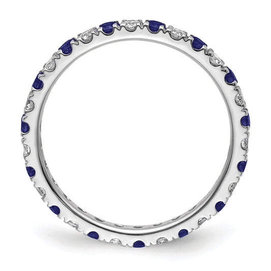 High-Quality 14K White Gold Eternity Band - 1/2 Carat Lab-Grown Diamond & Sapphire, Stylish Size 7