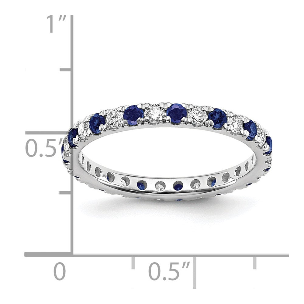 Exclusive 14K White Gold Eternity Band with 3/8 Carat Lab-Grown Diamond & Sapphire