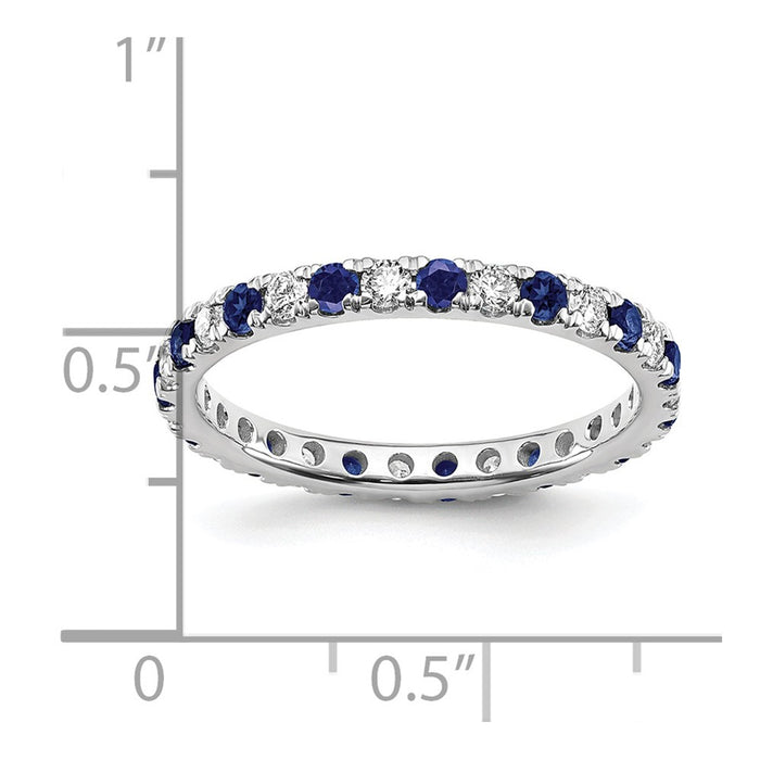 Exclusive 14K White Gold Eternity Band with 3/8 Carat Lab-Grown Diamond & Sapphire-5