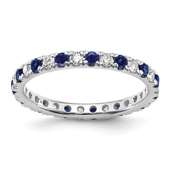 14K White Gold Eternity Band - 1/2 Carat Lab-Grown Diamond Sapphire, Size 7