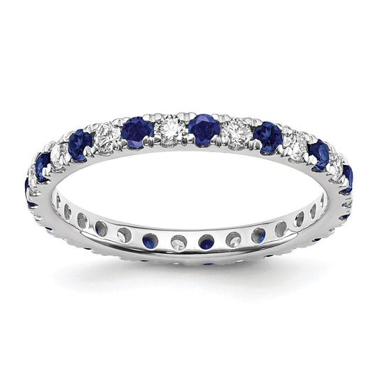 High-Quality 14K White Gold Eternity Band - 1/2 Carat Lab-Grown Diamond & Sapphire, Stylish Size 7