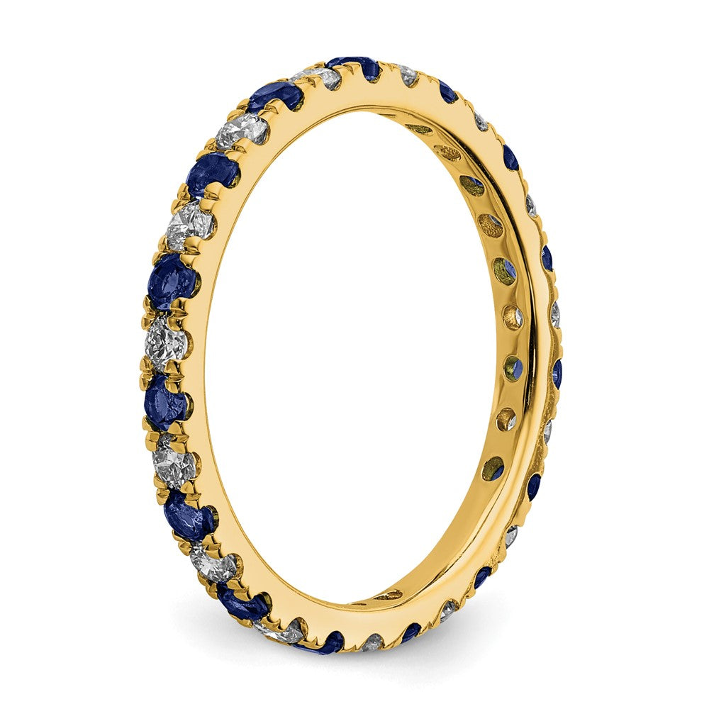 Shop 14K Gold Eternity Band with 3/8 Carat Lab-Grown Diamond & Sapphire - Stylish!