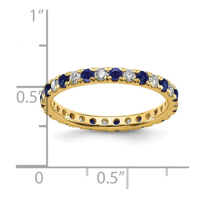 Exclusive 14K Gold Eternity Band with 1/2 Carat Lab-Grown Diamond & Blue Sapphire-5