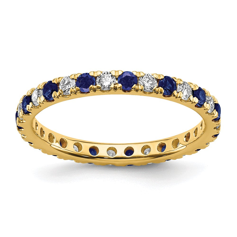 Buy Exclusive 14K Gold Eternity Band with 3/8 Carat Diamond & Sapphire, Size 4.5