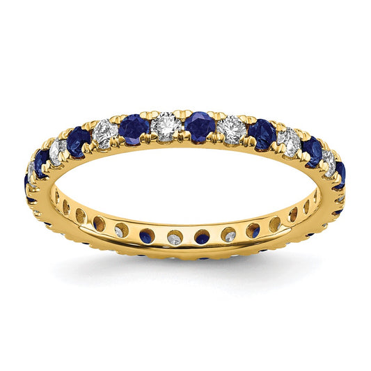 High-Quality 14K Gold 3/8 Carat Eternity Band with Blue Sapphires - Stylish Value!
