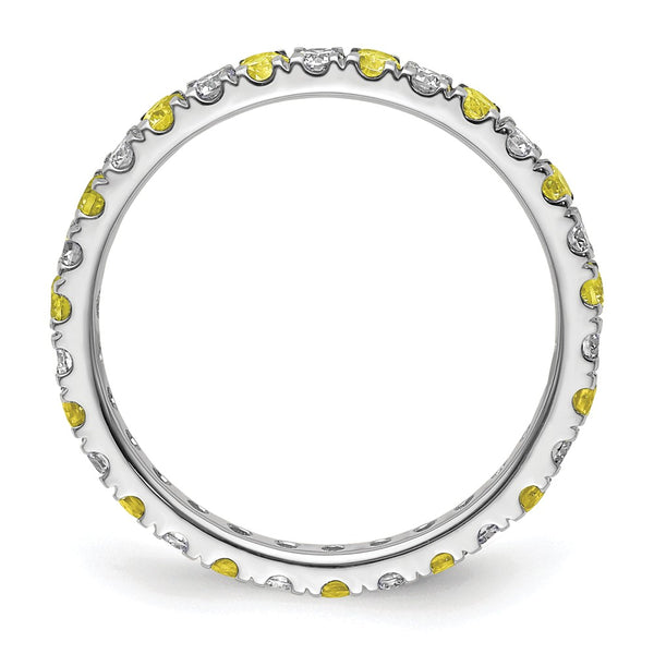 14K White Gold Eternity Band - 3/8 Carat Diamond Sapphire, Size 5
