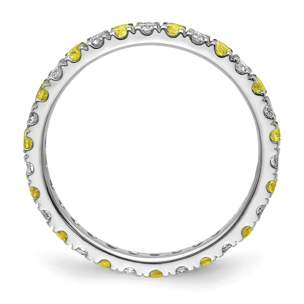 Shop Stylish 14K White Gold Eternity Band with 1/2 Carat Lab-Grown Diamond & Yellow Sapphire, Size 6