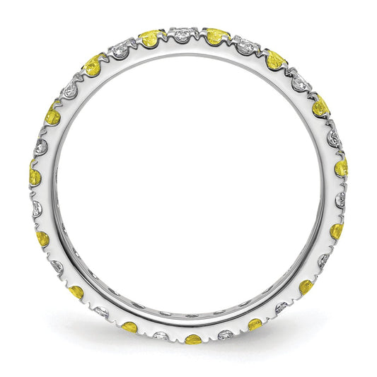 Exclusive 14K White Gold Eternity Band with 1/2 Carat Diamond & Yellow Sapphire