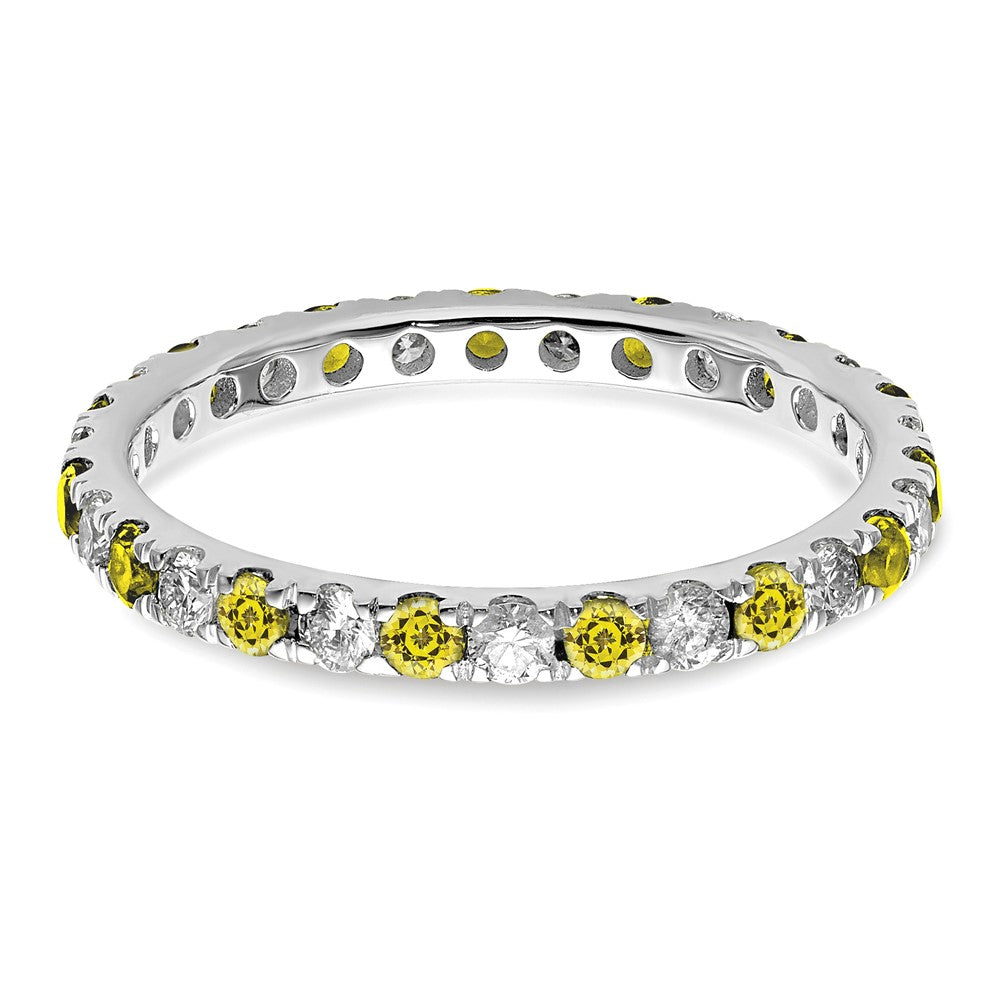 Shop Stylish 14K White Gold Eternity Band with 1/2 Carat Lab-Grown Diamond & Yellow Sapphire - Size 7.5