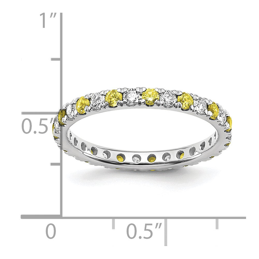 Shop Stylish 14K White Gold Eternity Band with 1/2 Carat Lab-Grown Diamond & Yellow Sapphire - Size 7.5