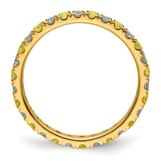 High-Quality 14K Gold Eternity Band, 3/8 Carat Lab-Grown Diamond & Yellow Sapphire, Size 4.5 - Exclusive Luxury Choice!