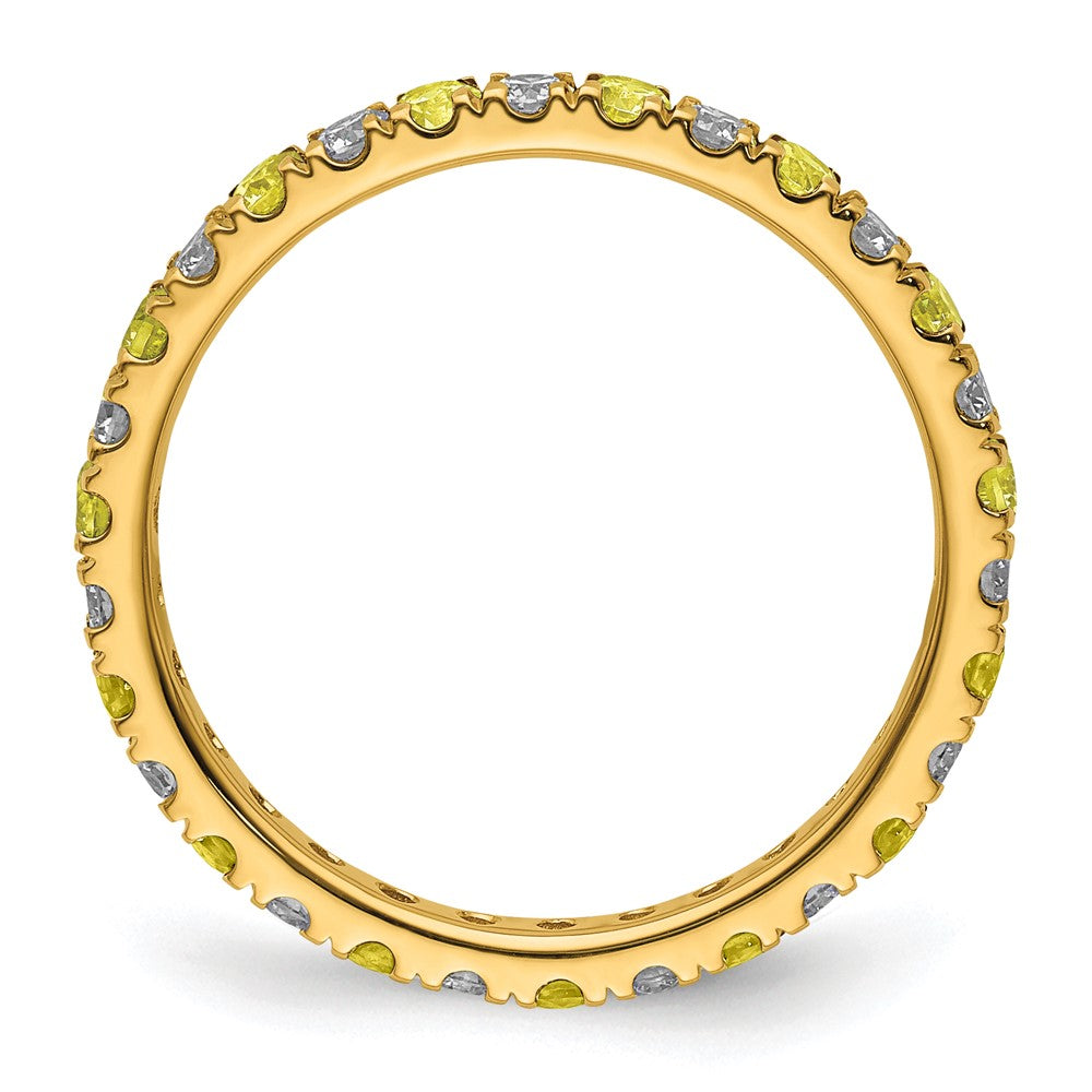 Shop Exclusive 14K Gold Eternity Band with 1/2 Carat Lab-Grown Diamond & Yellow Sapphire - Stylish Size 6