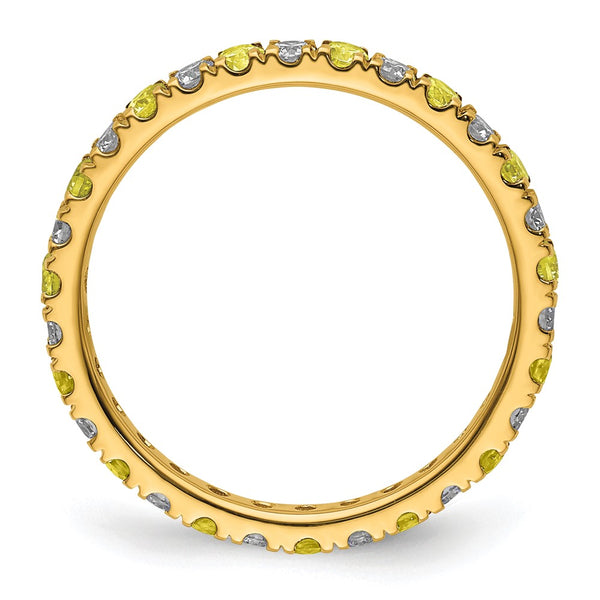 14K Gold Eternity Band with 1/2 Carat Lab-Grown Diamond & Yellow Sapphire - Size 6