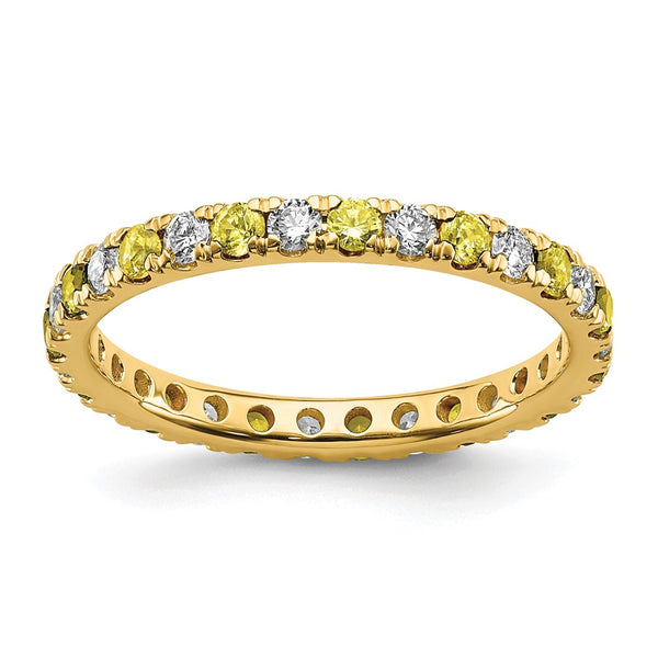 14K Gold Eternity Band with 1/2 Carat Lab-Grown Diamond & Yellow Sapphire - Size 6