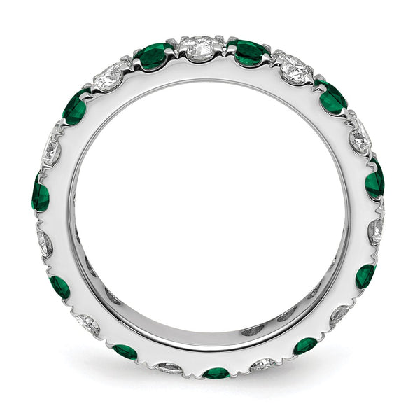 14K White Gold 1.2 Carat Lab-Created Emerald Eternity Band