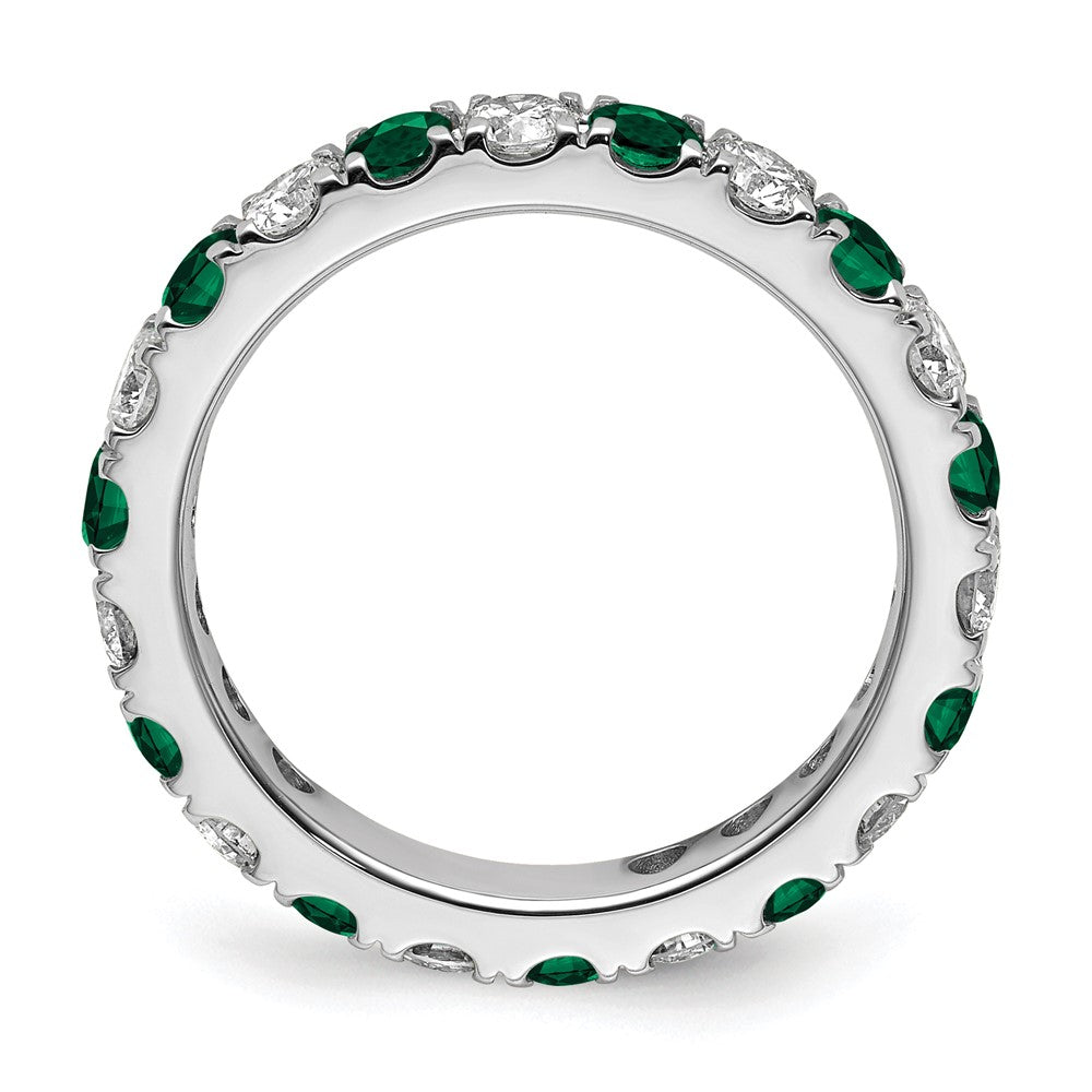 Exclusive 14K White Gold 1.2 Carat Lab-Grown Diamond & Emerald Eternity Band