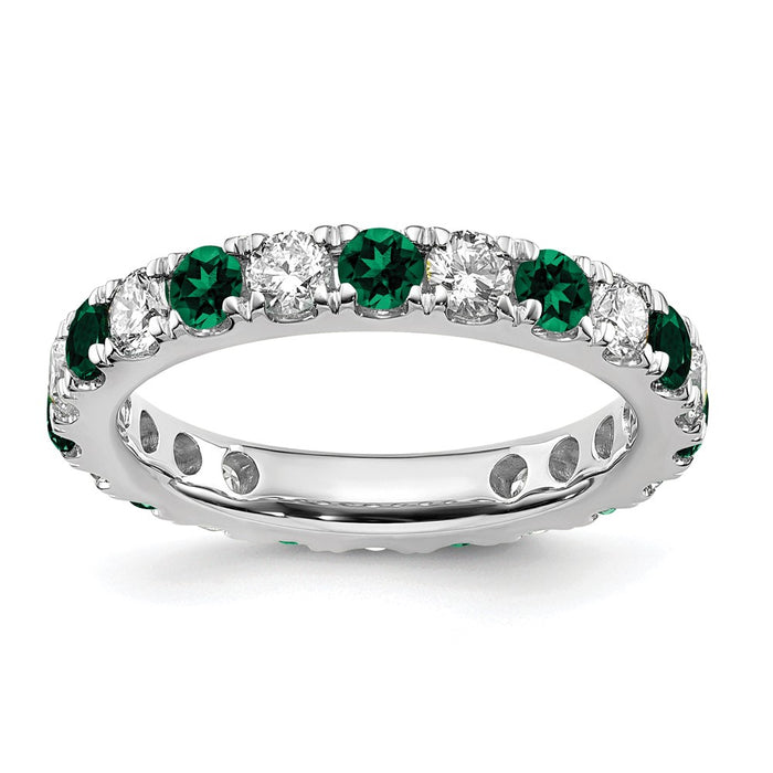 Exclusive 14K White Gold 1.2ct Lab-Grown Diamond & Emerald Eternity Band, Size 7-1