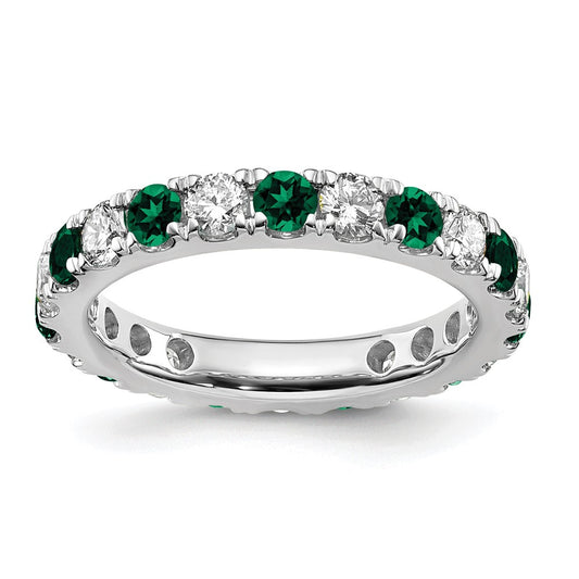 Exclusive 14K White Gold 1.2 Carat Lab-Grown Diamond & Emerald Eternity Band