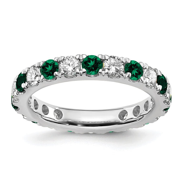 14K White Gold 1.2 Carat Lab-Created Emerald Eternity Band