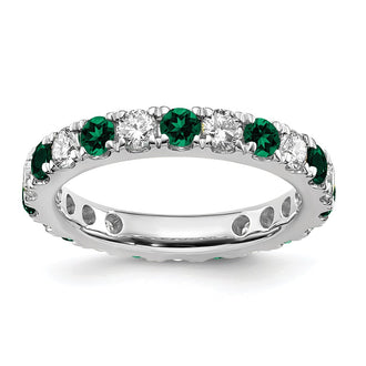Exclusive 14K White Gold Eternity Band - 1 Carat Diamond & Emerald - Stylish Value, Size 5