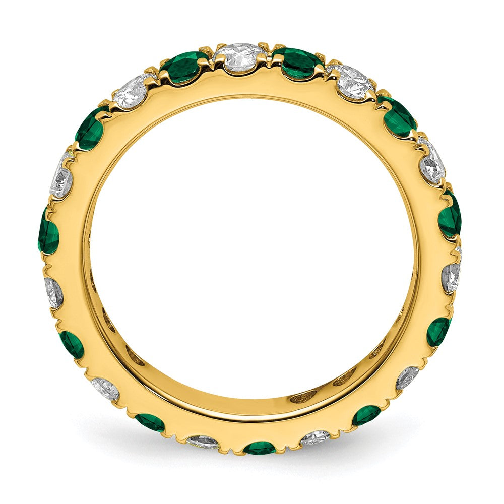High-Quality 14K Gold 1 Carat Diamond Eternity Band with Emeralds - Stylish Value!