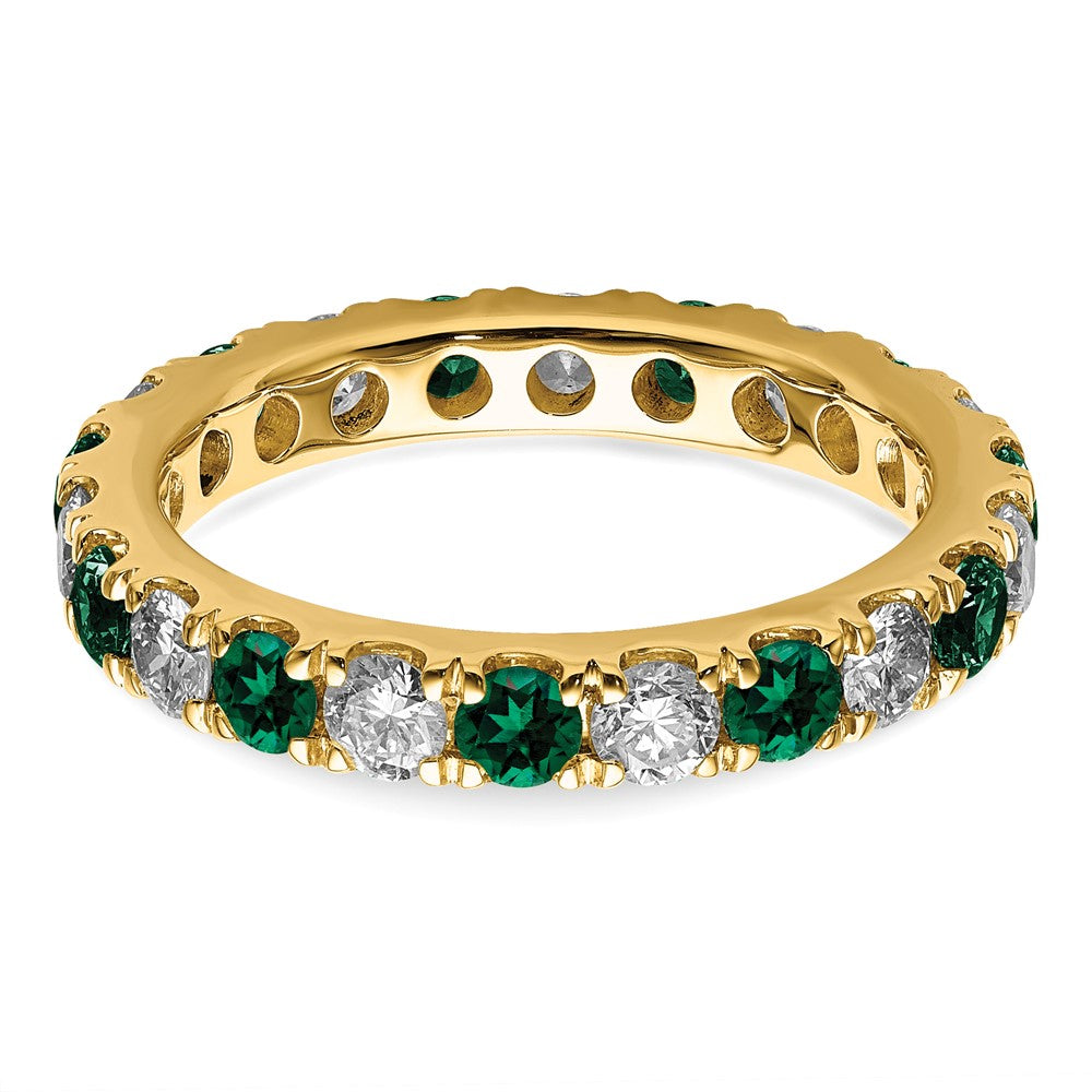 Exclusive 14K Gold Eternity Band: 1.2 Carat Lab-Grown Diamond & Emerald, Stylish Size 7