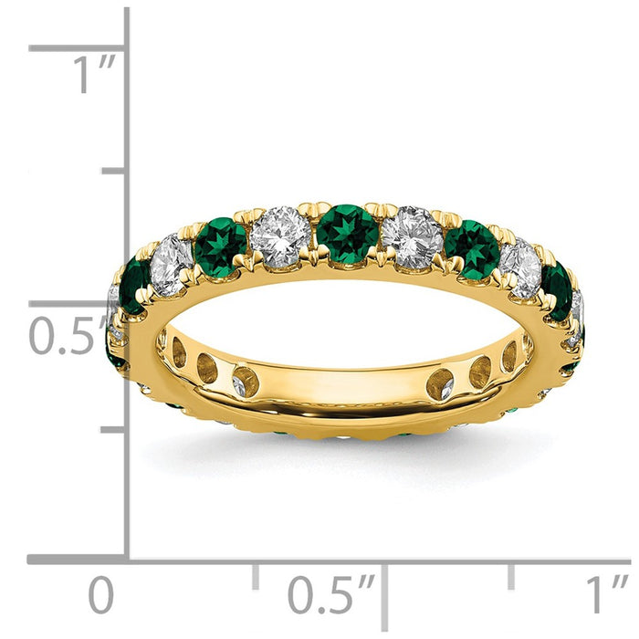 High-Quality 14K Gold Eternity Band with 1.2 Carat Lab-Grown Diamond & Emerald - Stylish Value!-6
